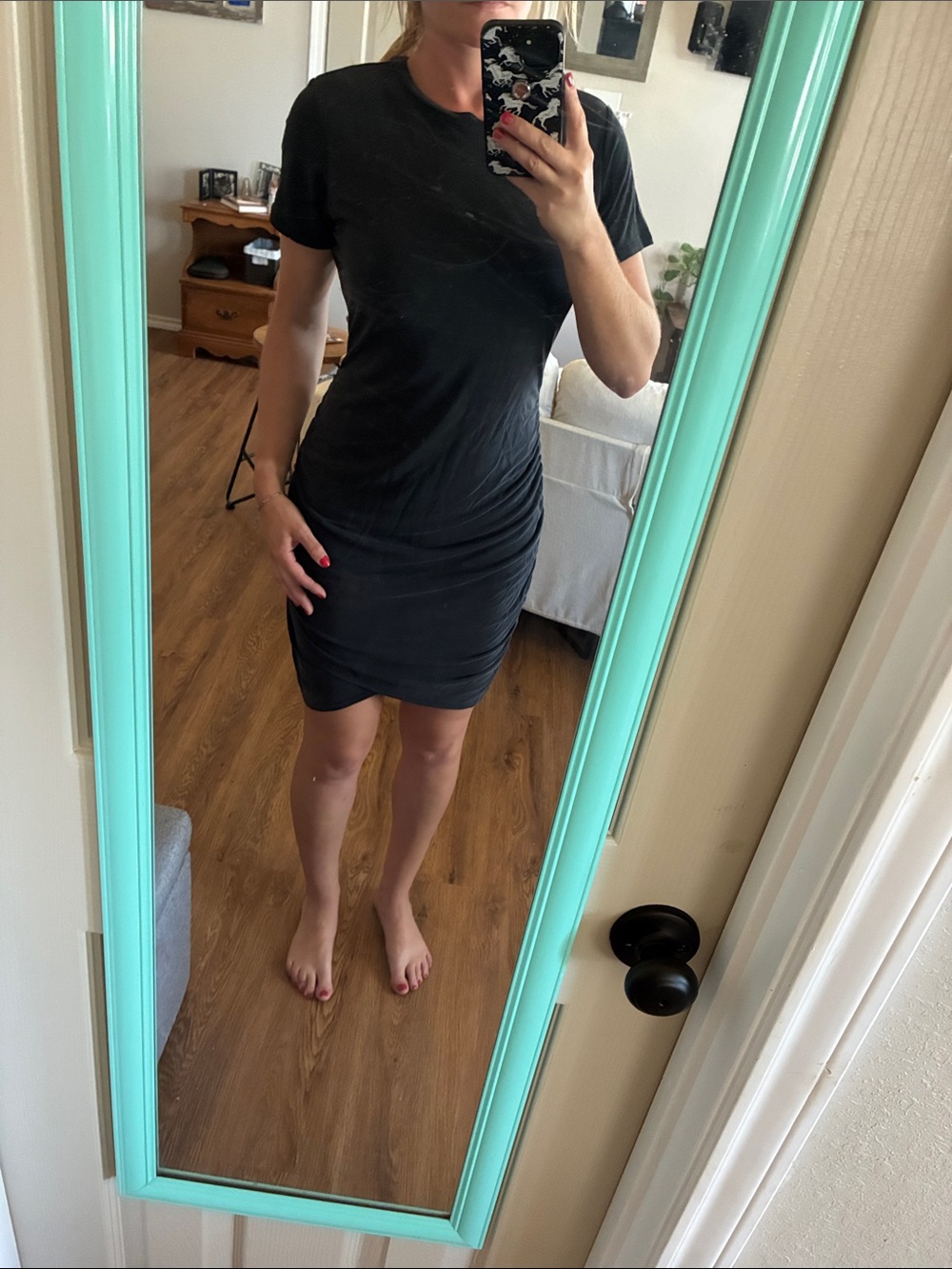 Express Black Ruched Midi Dress